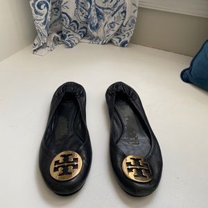 Tory Burch Black Leather Ballet Flat